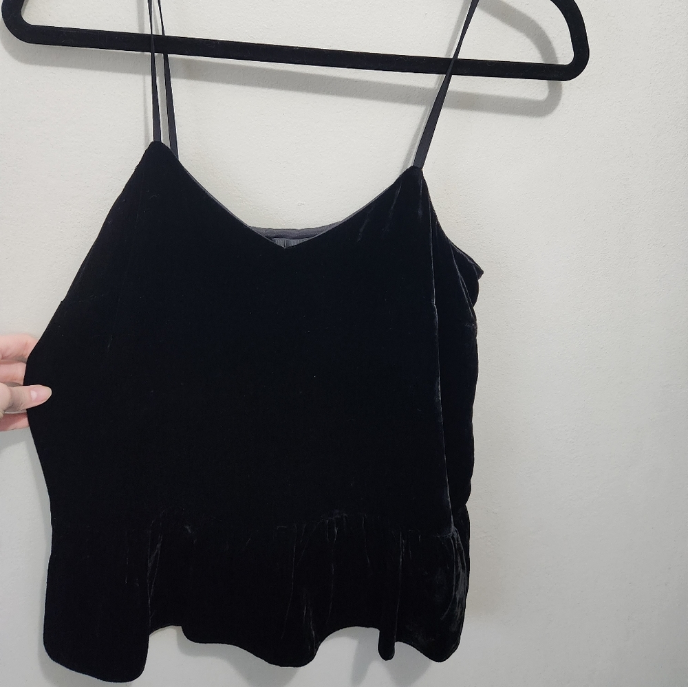 J Crew Black Velvet Perplum Tank Size 4 Tall